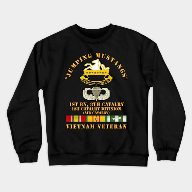 Jumping Mustangs w DUI - ABN Basic - 1st Bn 8th Cav w VN SVC Crewneck Sweatshirt by twix123844